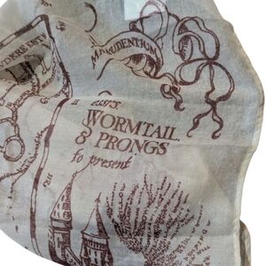 HARRY POTTER Semi Sheer Maurader's Map Print Scarf Tan 19x78"